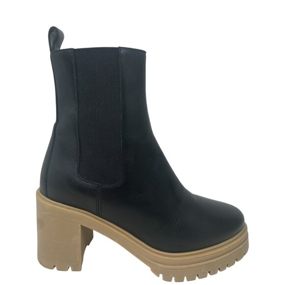 Ba&sh Clare Black Leather Chelsea Platform Chunky Block Heels Ankle Boots 7.5 - Picture 13 of 13